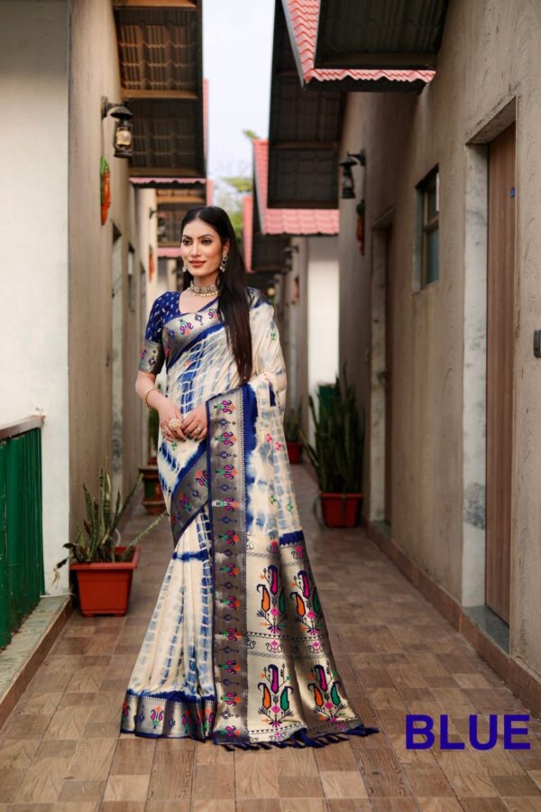 DESIGNER SHIBORY PRINT PAITHANI SILK SAREE - Image 4