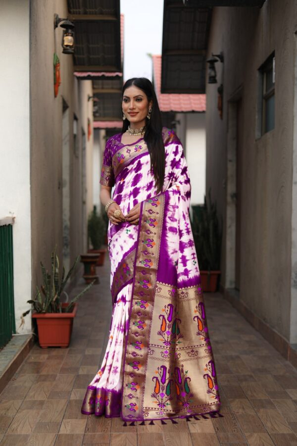 DESIGNER SHIBORY PRINT PAITHANI SILK SAREE - Image 5