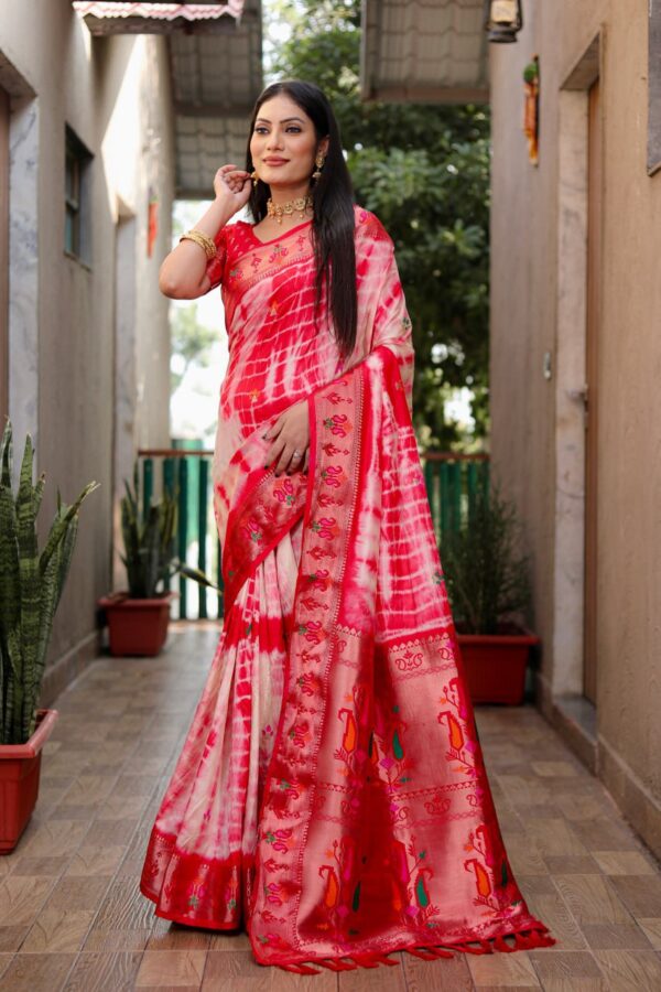 DESIGNER SHIBORY PRINT PAITHANI SILK SAREE - Image 6