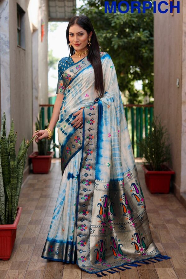 DESIGNER SHIBORY PRINT PAITHANI SILK SAREE - Image 3