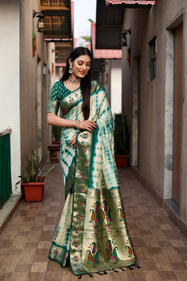 DESIGNER SHIBORY PRINT PAITHANI SILK SAREE - Image 2