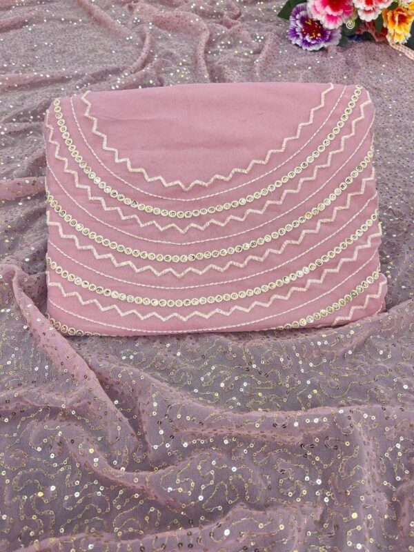 Light Pink Georgette Sequence Work Bollywood Saree - Image 3