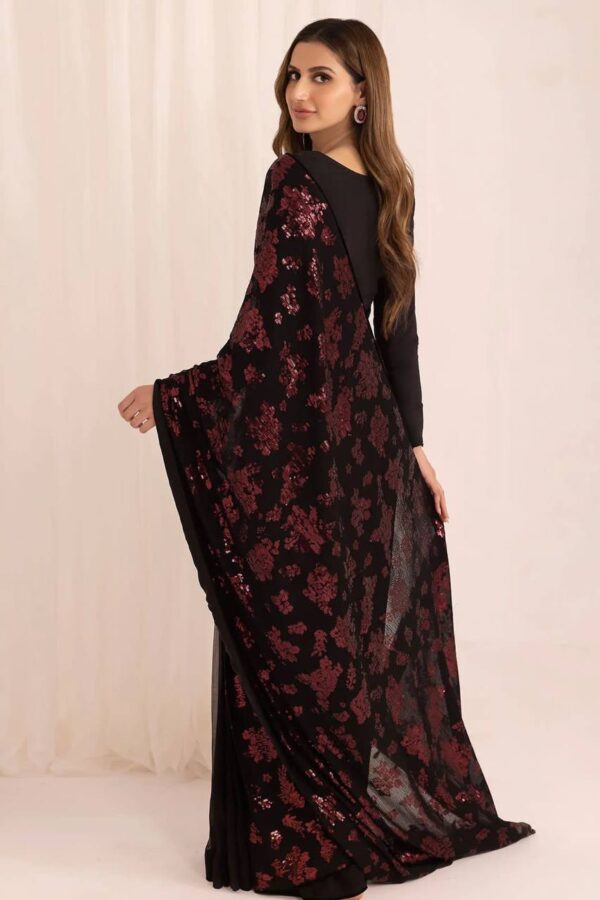 Heavy Sequence Work Black Color Party Wear Saree - Image 9