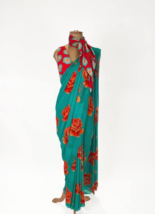 CHINON WITH FANCY DIGITAL PRINT DESIGN Saree - Image 4