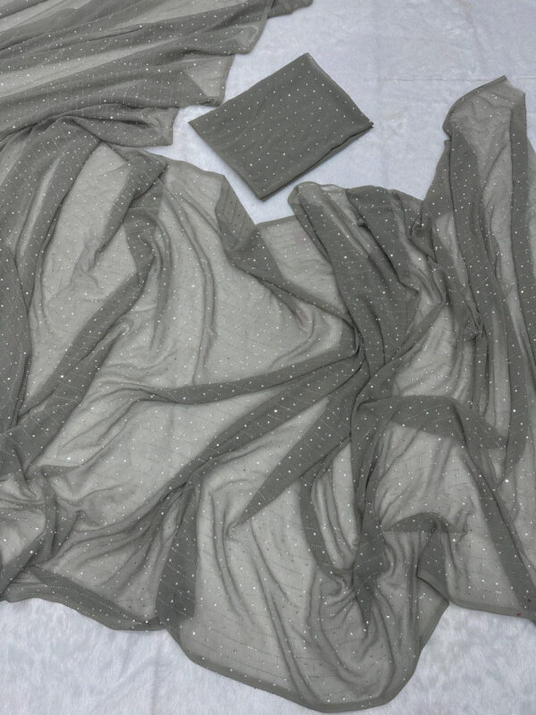 Gray Crystal Saree - Image 6