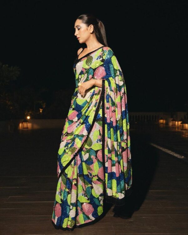 Karishma kapoor Multi Color Georgette Embroidery Sequins Saree - Image 2