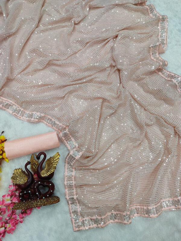 Designer Sequin Saree for women Party wear saree Georgette saree - Image 9