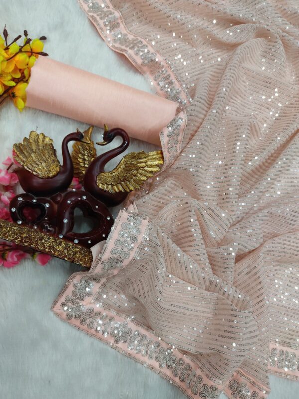 Designer Sequin Saree for women Party wear saree Georgette saree - Image 10
