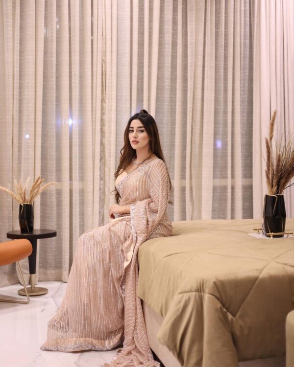Designer Sequin Saree for women Party wear saree Georgette saree - Image 8