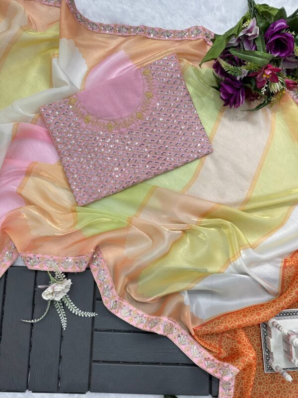 KIARA MAM INSPIRED TISSUE RANGKAT SAREE - Image 7
