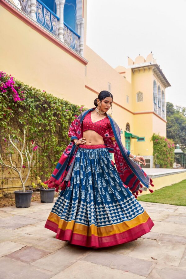 Tussar Silk Lehenga With Print With Foil Work - Image 7