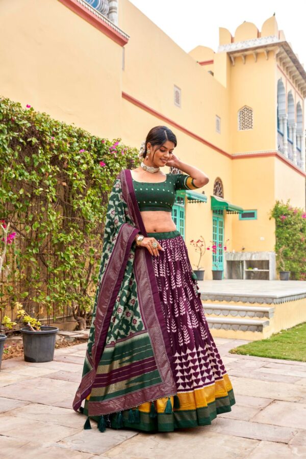 Tussar Silk Lehenga With Print With Foil Work - Image 8