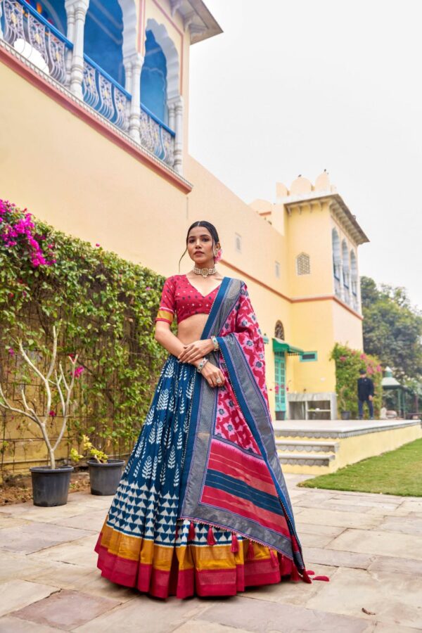 Tussar Silk Lehenga With Print With Foil Work - Image 9