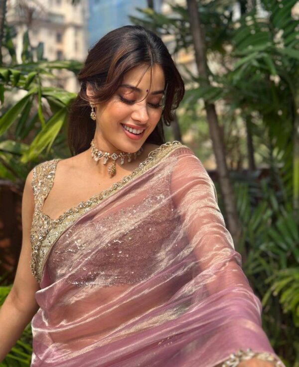 Bollywood Style Heavy Tissue Organza Saree - Image 4