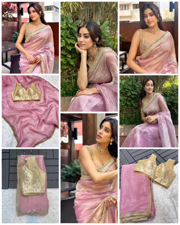 Bollywood Style Heavy Tissue Organza Saree - Image 11