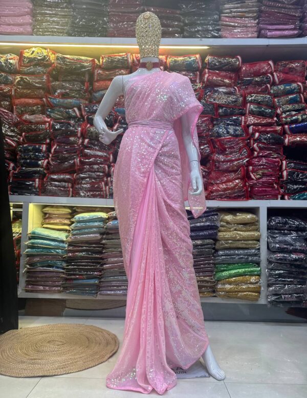 Designer Bollywood Georgette Saree - Image 6
