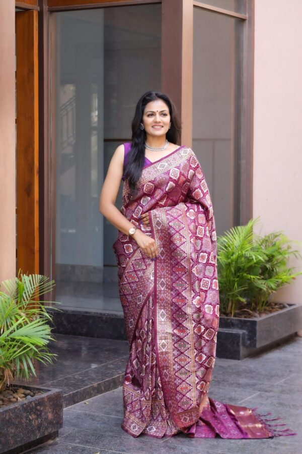 Soft Banarasi Silk Saree With Adorable Blouse Pieced - Image 2