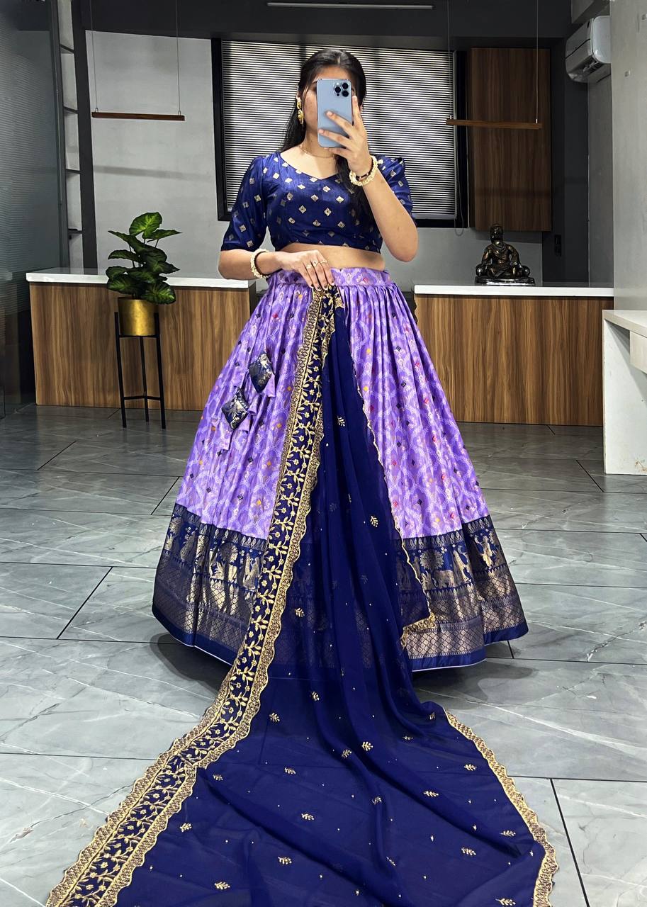 Charming Purple Dolla Silk Bandhani Print Lehenga Choli With Dupatta