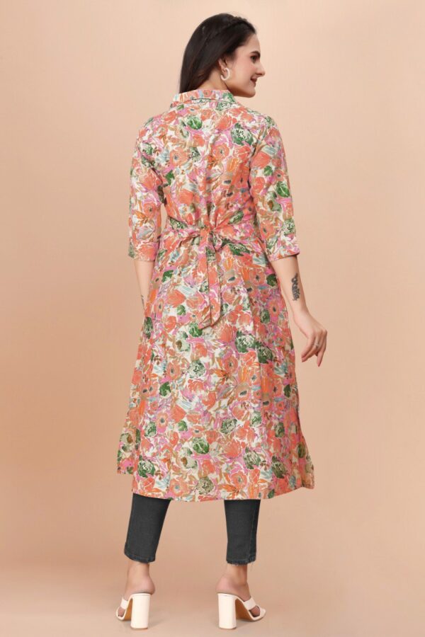 Floral Print Pure Cotton-A line midi Dress - Image 4
