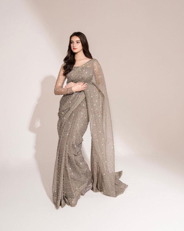Georgette swarovski dimond work saree - Image 5