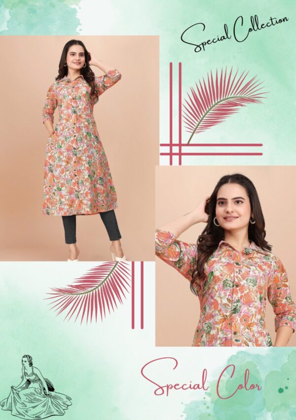 Floral Print Pure Cotton-A line midi Dress - Image 6