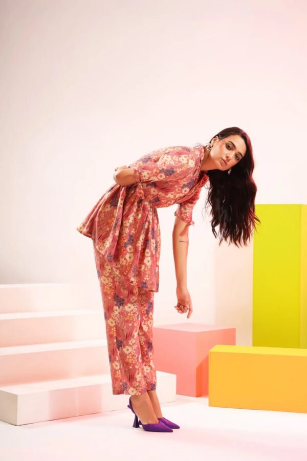 Floral Print Top with Trousers Set - Image 4