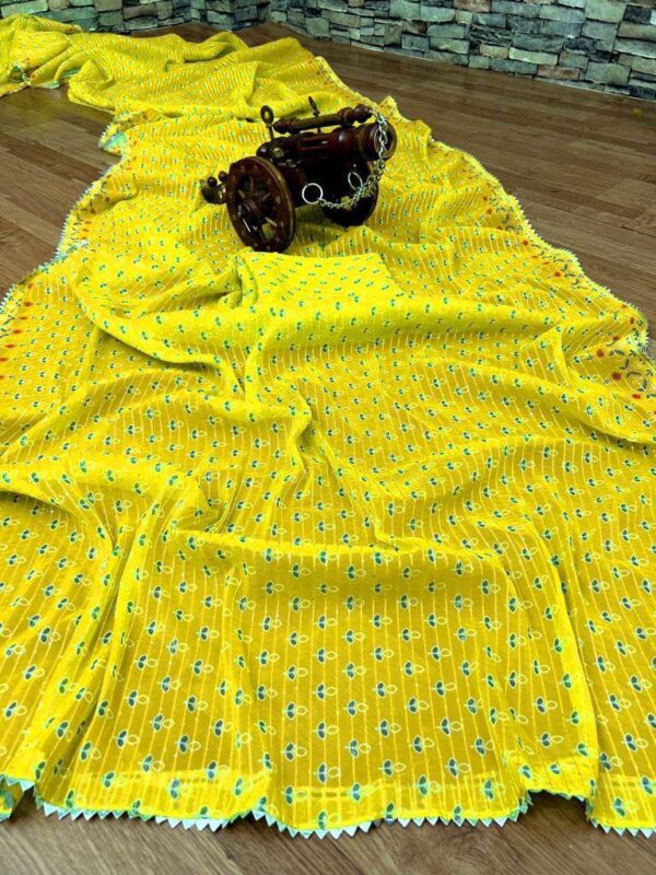 GEORGEET SAREE WITH DIGITAL PRINT DESIGN WITH CROSEK SEQUENCE DESIGN WORK - Image 2