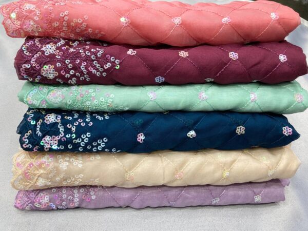 Beautiful Saree for wedding on premium Soft Taby Silk Organza fabric with C-pallu All Over Embroidery Work - Image 5