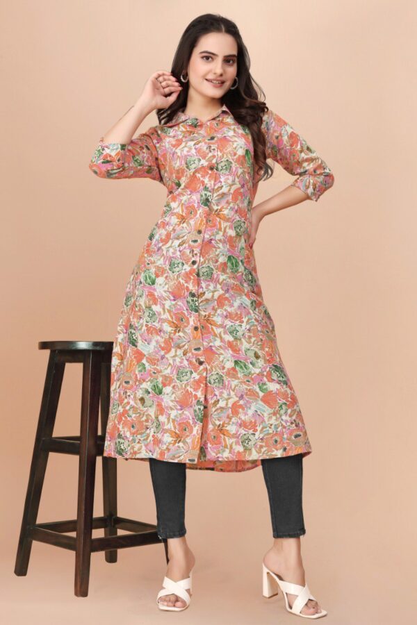 Floral Print Pure Cotton-A line midi Dress - Image 2