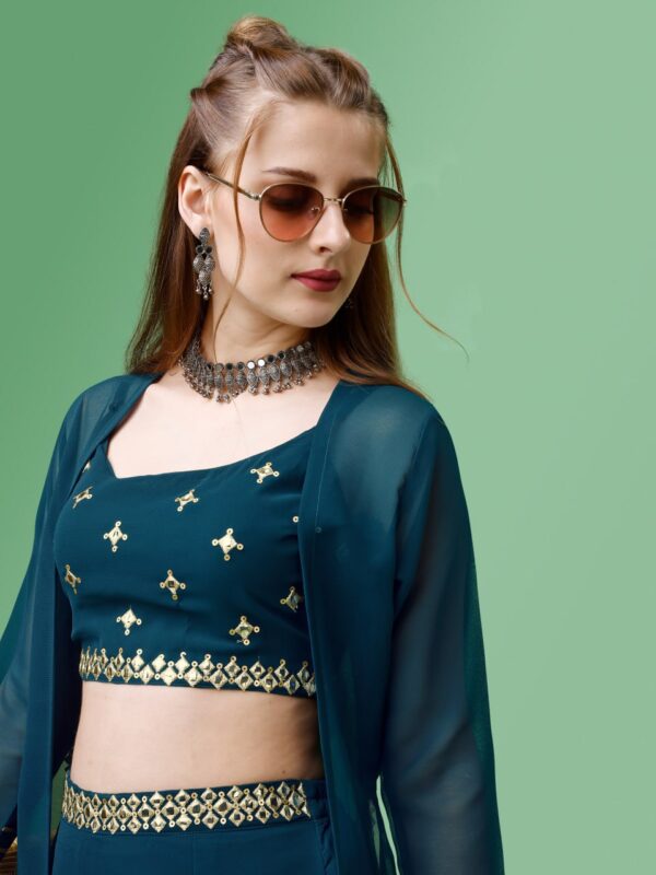 Embroidererd Top & Palazzos with Jacket - Image 6