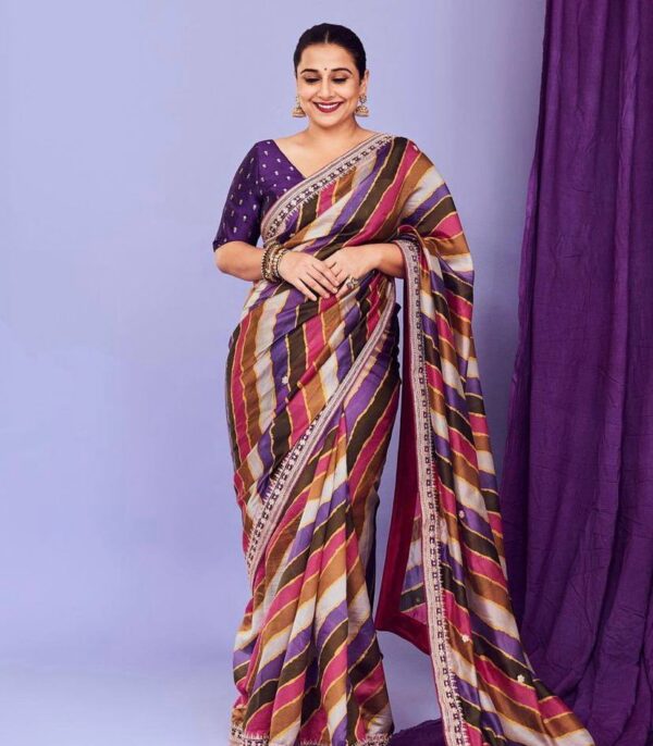 Vichitra Silk With Beautiful Digital Printed Saree And Heavy Embroidery Thread - Image 5