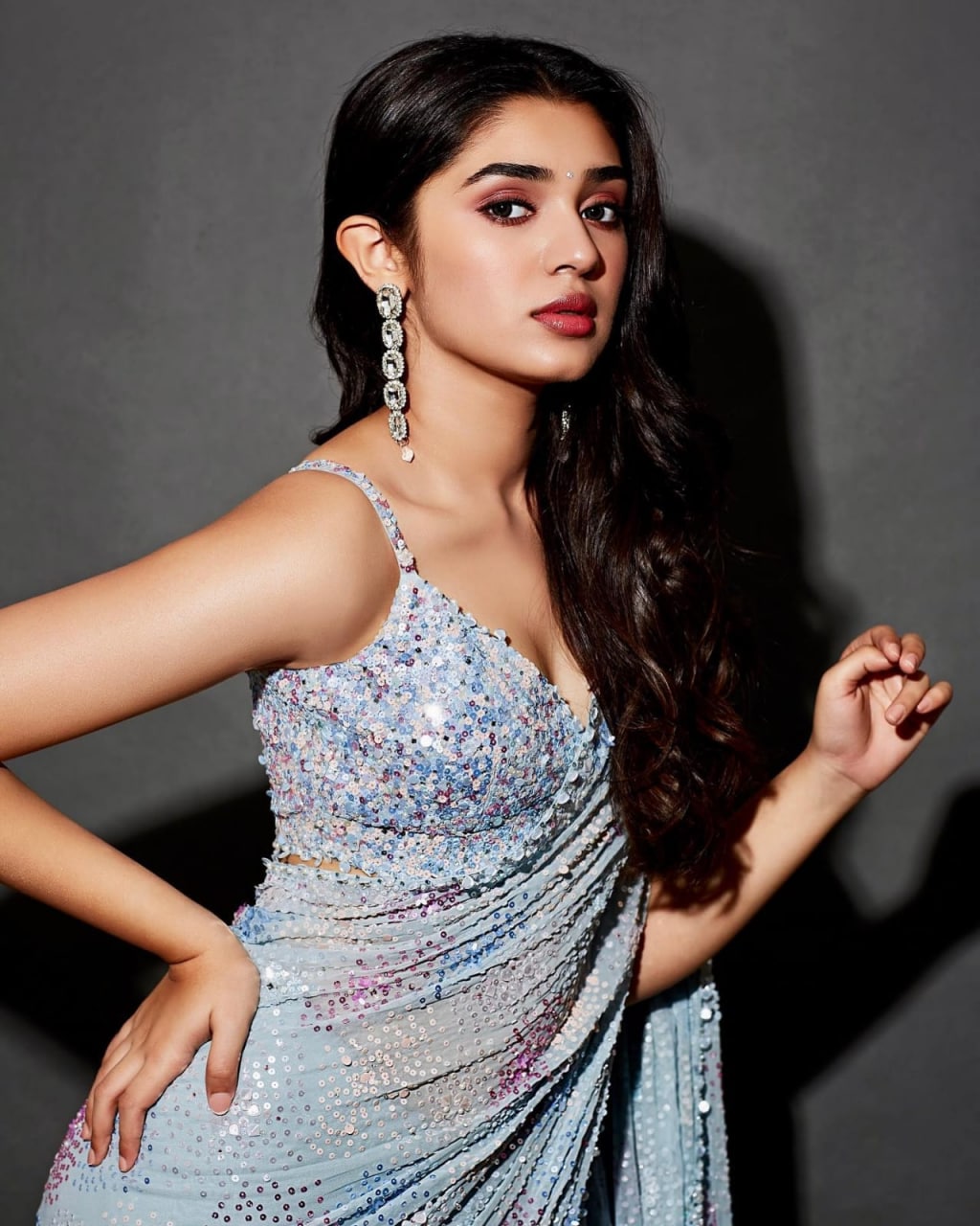 Sea Blue Color Georgette Party Wear Saree - Image 2