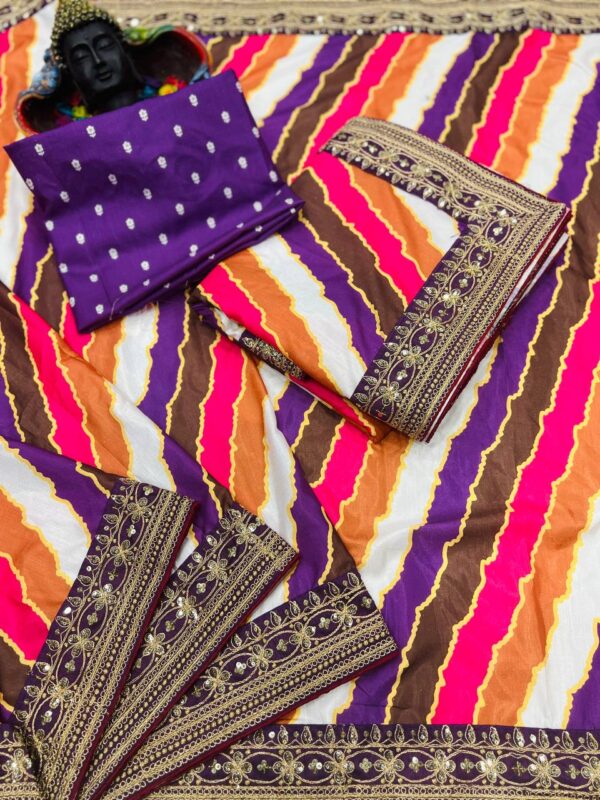 Vichitra Silk With Beautiful Digital Printed Saree And Heavy Embroidery Thread - Image 9
