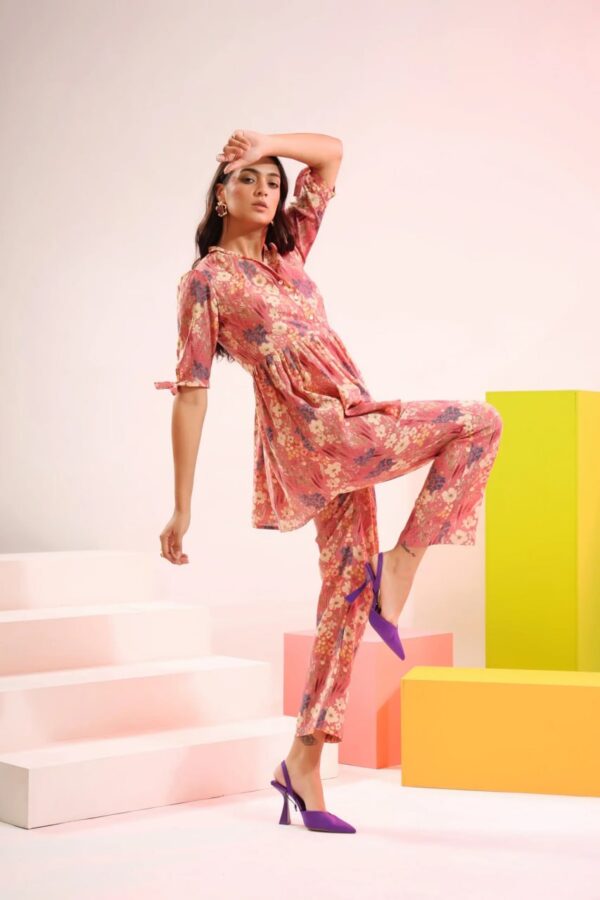 Floral Print Top with Trousers Set - Image 6