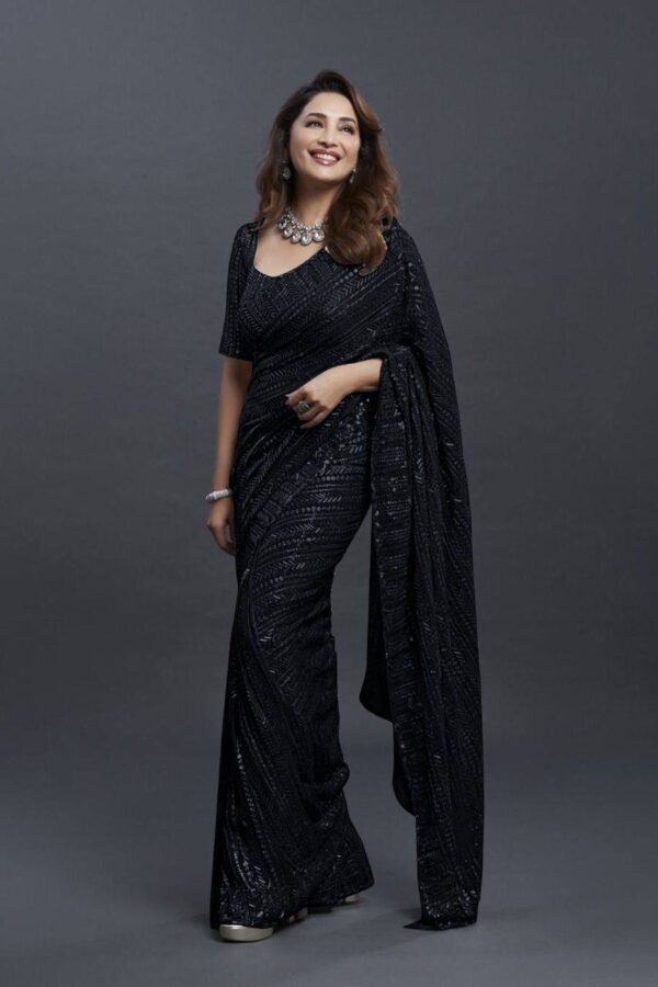 GEORGEET SAREE WITH EMBROIDERY HEAVY SEQUENCE WORK - Image 2