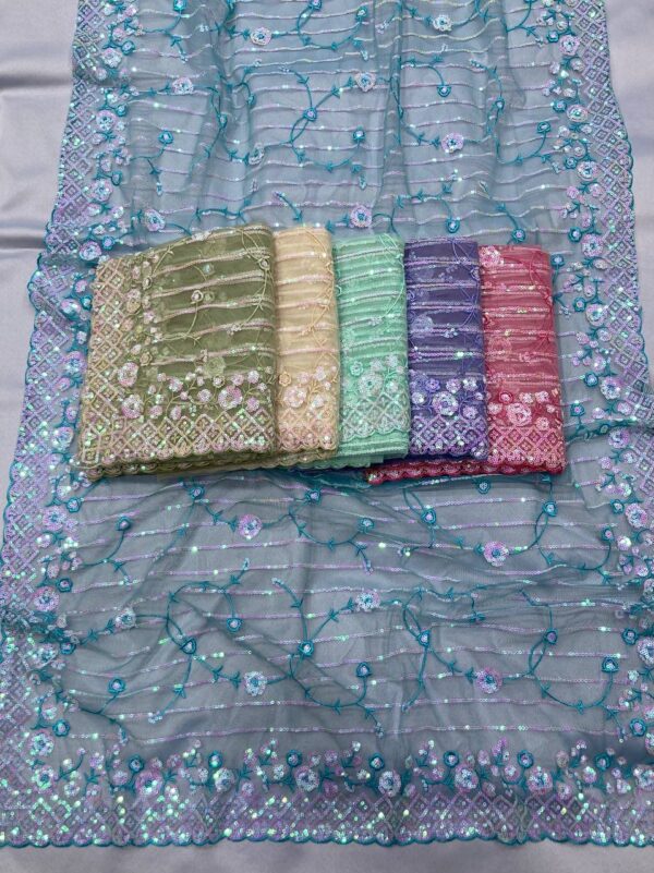 Beautiful Designer Saree on Soft Net fabric & Sequance work and whole sarees - Image 4