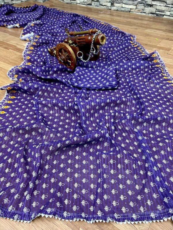 GEORGEET SAREE WITH DIGITAL PRINT DESIGN WITH CROSEK SEQUENCE DESIGN WORK - Image 2