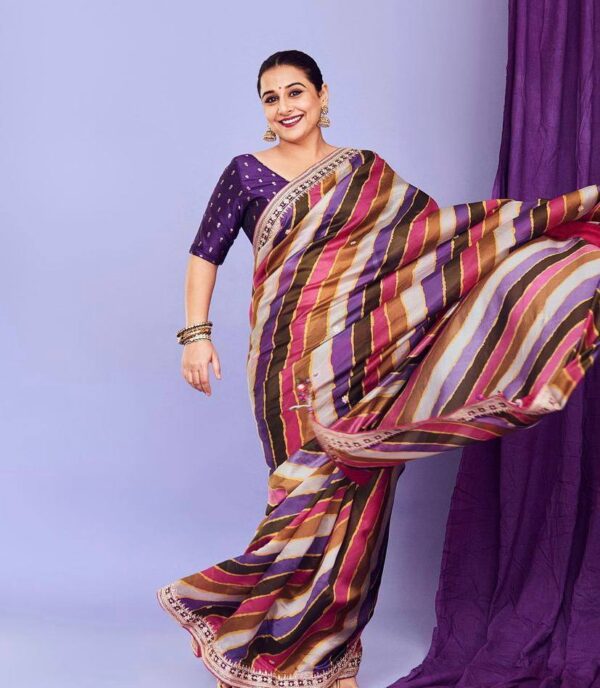 Vichitra Silk With Beautiful Digital Printed Saree And Heavy Embroidery Thread - Image 6