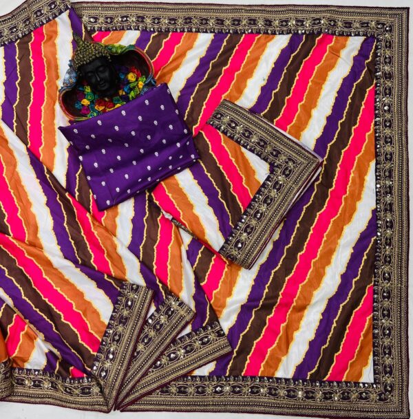 Vichitra Silk With Beautiful Digital Printed Saree And Heavy Embroidery Thread - Image 11