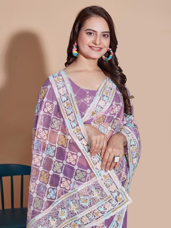 Beautiful Designer Saree on Soft Butterfly Net fabric - Image 2