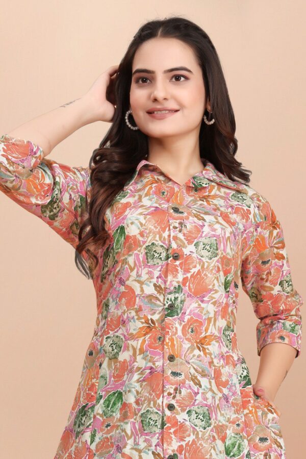 Floral Print Pure Cotton-A line midi Dress - Image 5
