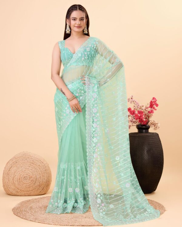 Beautiful Designer Saree on Soft Net fabric & Sequance work and whole sarees