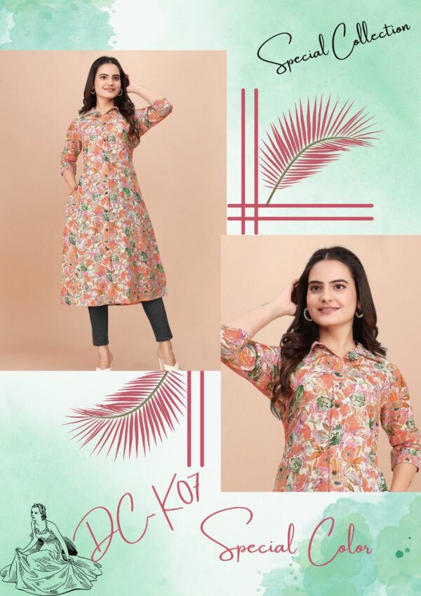 Floral Print Pure Cotton-A line midi Dress - Image 7