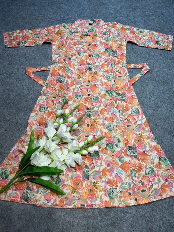 Floral Print Pure Cotton-A line midi Dress - Image 9