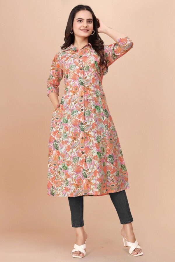 Floral Print Pure Cotton-A line midi Dress