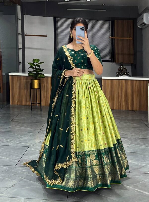 Lovely Light Green Dolla Silk Bandhani Print Lehenga Choli With Dupatta - Image 3