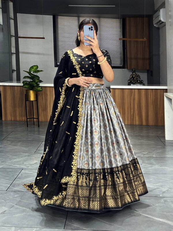 Alluring Grey Dolla Silk Bandhani Print Festive Wear Lehenga Choli - Image 3