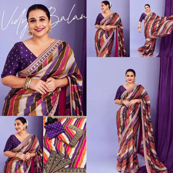 Vichitra Silk With Beautiful Digital Printed Saree And Heavy Embroidery Thread - Image 8