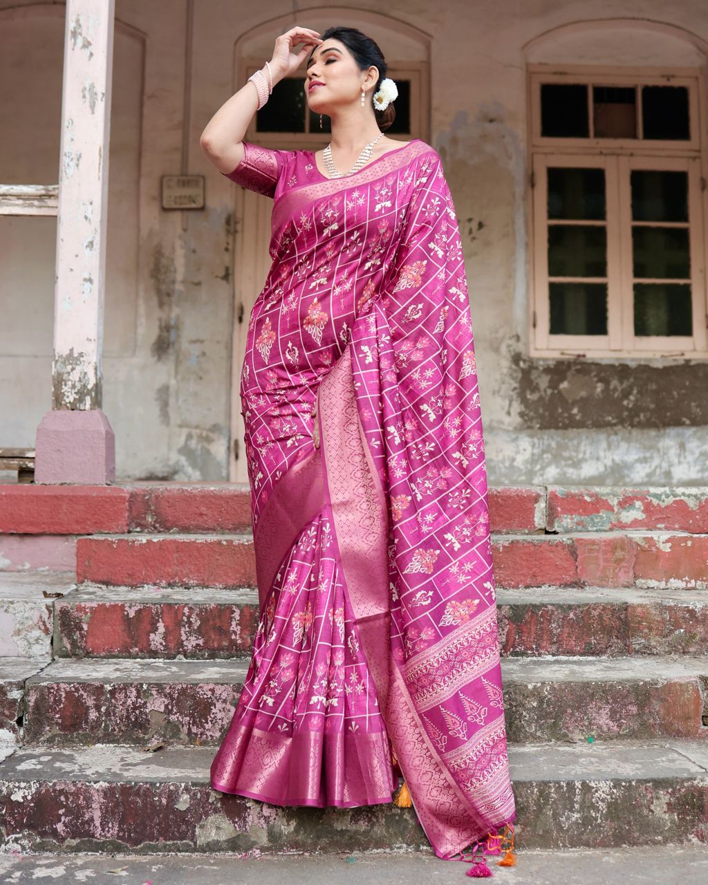 Rani Color Pure Silk Digital Printed Party Wear Saree