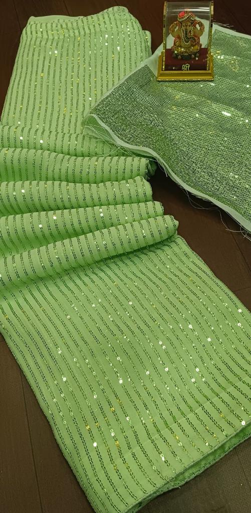 SHWETA TIWARI PARTY WEAR GEORGETTE SAREE WITH SEQUINS WORK BLOUSE - Image 7